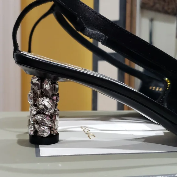 ❤️❤️❤️Sequin & Beaded Slingback Kitten Heel PumpTOM FORD